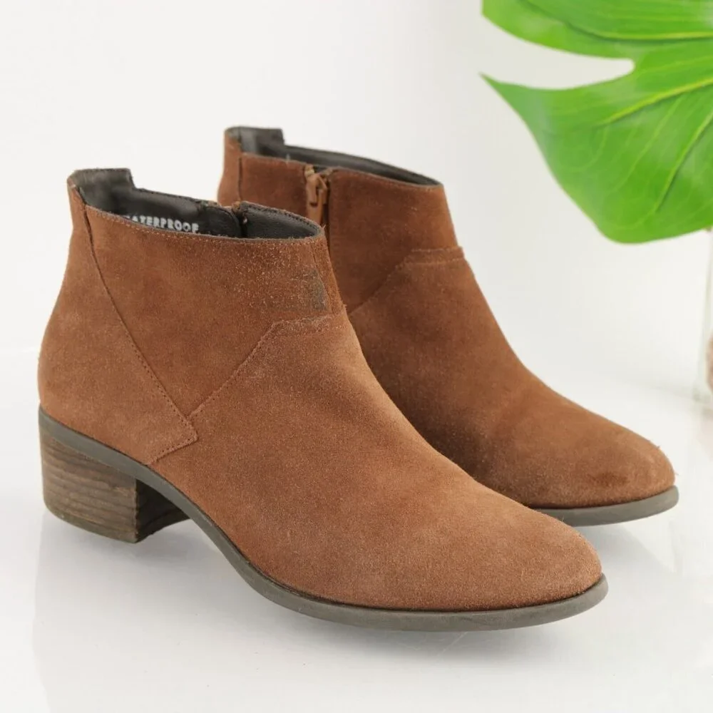 Blondo Womens Maddie Boot Size 8 Waterproof Caramel‎ Tan Suede Block Heel Bootie